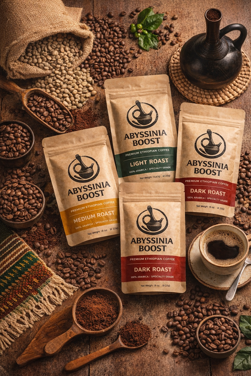 Abyssinia Boost™ Mushroom Coffee – Energy & Focus (40 Servings)